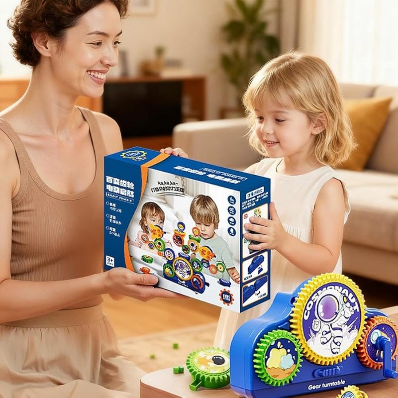 Space Educational STEM Building Blocks Electric Gear Playset Construction Toy Gift - Image 3